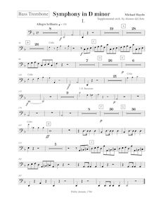 Partition basse Trombone, Symphony No.30, D minor, Haydn, Michael