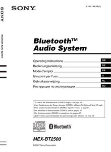 Notice Système de voiture Audio de la marque Sony  MEX-BT2500