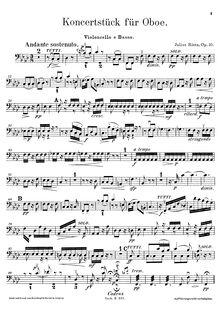 Partition violoncelle / basse, Konzertstück für hautbois, Rietz, Julius