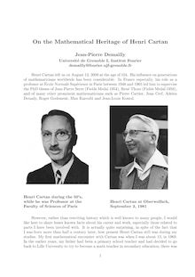 On the Mathematical Heritage of Henri Cartan