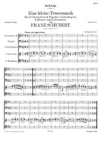 Partition complète, Eine kleine trauermusik, D.79, Schubert, Franz