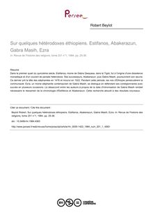 Sur quelques hétérodoxes éthiopiens. Estifanos, Abakerazun, Gabra Masih, Ezra - article ; n°1 ; vol.201, pg 25-36