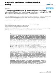 "There s no place like home" A pilot study of perspectives of international health and social care professionals working in the UK