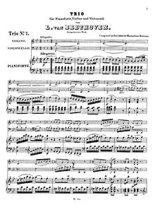 Partition de piano, Allegretto pour Piano Trio, B♭ major