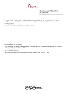 L âge des Français : contrastes régionaux et opposition ville-campagne - article ; n°1 ; vol.173, pg 25-32