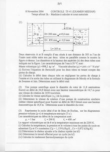 UTBM 2004 tf41 machines hydrauliques et thermiques thermodynamique appliquee ingenierie et management de process semestre 1 partiel