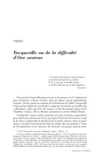 Tocqueville ou de la difficulté d être orateur - article ; n°133 ; vol.36, pg 108-122