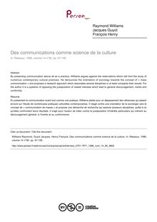 Des communications comme science de la culture - article ; n°80 ; vol.14, pg 97-106