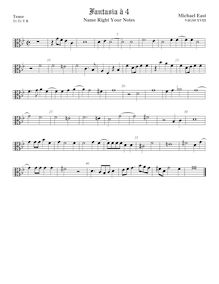 Partition ténor viole de gambe, alto clef, madrigaux, East, Michael
