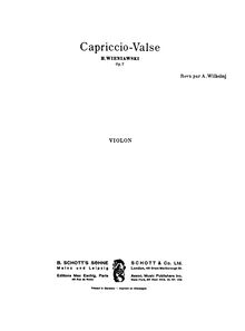Partition de violon, Capriccio-Valse, Wieniawski, Henri