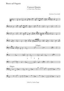 Partition Basso ad organo, Canzon Prima à , Due Canti e Due Bassi