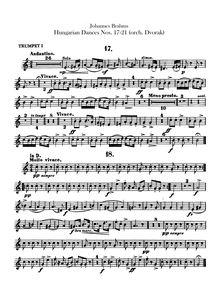 Partition trompette 1, 2 (en D, E), 21 Hungarian Dances (orchestre)