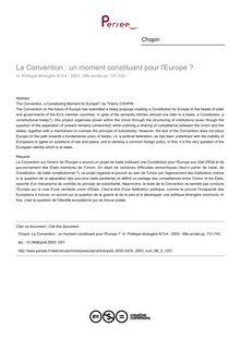 La Convention : un moment constituant pour l Europe ? - article ; n°3 ; vol.68, pg 731-742