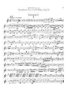 Partition clarinettes 1, 2 (en A, B♭), Symphony No.6, Symfonie č.6