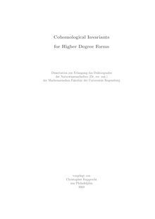 Cohomological invariants for higher degree forms [Elektronische Ressource] / vorgelegt von Christopher Rupprecht