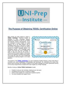 The Purpose of Obtaining TESOL Certification Online
