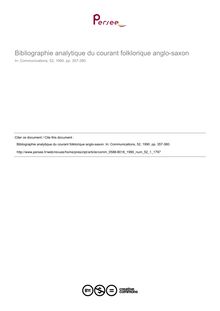 Bibliographie analytique du courant folklorique anglo-saxon  ; n°1 ; vol.52, pg 357-380