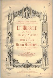 Partition Cover (colour), Le miracle de Naïm, Drame sacré, Maréchal, Henri