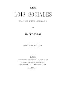 Les lois sociales : esquisse d une sociologie (2e édition) / par G. Tarde