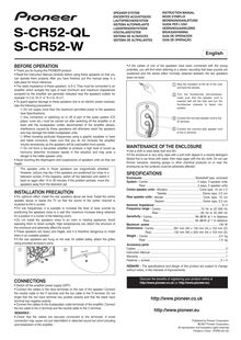 Notice Système d enceintes Pioneer  S-CR52-QL