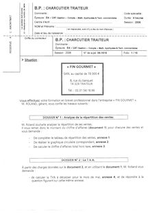 Gestion - Comptabilité, mathématiques appliquées et techniques commerciales 2006 BP - Charcutier traiteur