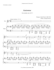 Partition No.3 - Automne (Transposed en G minor), Trois mélodies