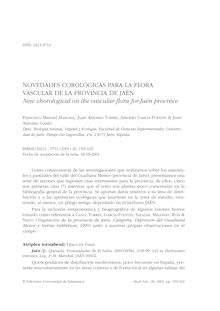 Novedades corológicas para la flora vascular de la provincia de Jaén