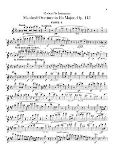 Partition flûte 1, 2, Manfred, Op.115, Schumann, Robert