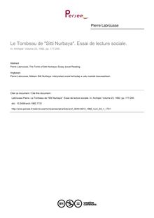 Le Tombeau de Sitti Nurbaya. Essai de lecture sociale. - article ; n°1 ; vol.23, pg 177-200