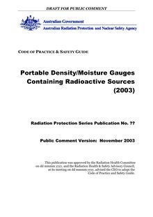 Draft for Public Comment - CoP & SG for Portable Density Moisture  Gauges Containing Radioactive Sources