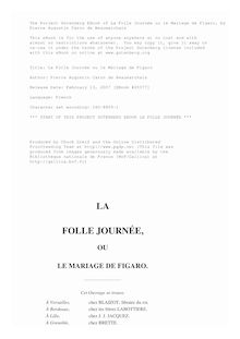 La Folle Journée ou le Mariage de Figaro par Pierre Augustin Caron de Beaumarchais