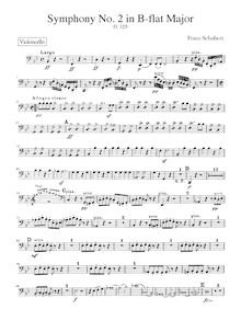 Partition violoncelles, Symphony No.2, B♭ Major, Schubert, Franz