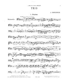 Partition de violoncelle, Piano Trio, Boulnois, Joseph