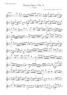 Partition aigu 2 , partie, 6 duos pour 2 flûtes, Op.2, Quantz, Johann Joachim