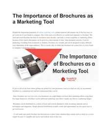 The ImportanceofBrochures as a Marketing Tool 