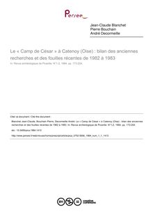 Le « Camp de César » à Catenoy (Oise) : bilan des anciennes recherches et des fouilles récentes de 1982 à 1983 - article ; n°1 ; vol.1, pg 173-204