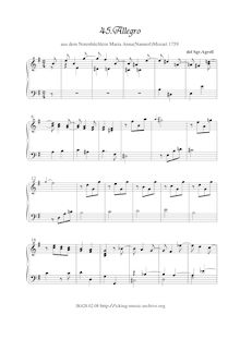 Partition complète, Allegro en E minor, E minor, Agrell, Johan