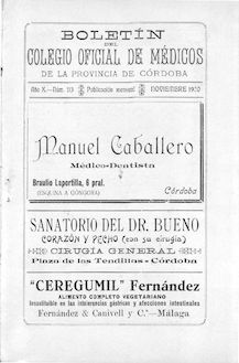 Boletín del Colegio Oficial de Médicos de la Provincia de Córdoba, n. 113 (1930)