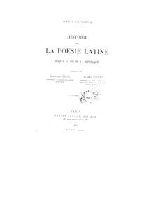 Histoire de la poésie latine jusqu à la fin de la République / Otto Ribbeck ; traduite par Édouard Droz,... Albert Kontz,...