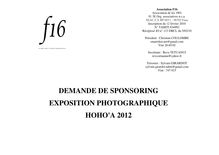 DEMANDE DE SPONSORING EXPOSITION PHOTOGRAPHIQUE HOHO A 2012