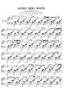 Partition complète, chansons Without Words Op.85, Mendelssohn, Felix