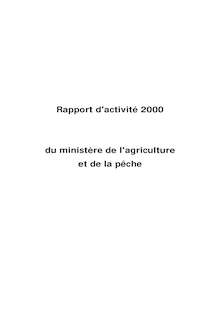 Rapport d activité 2000 du ministère de l agriculture et de la pêche