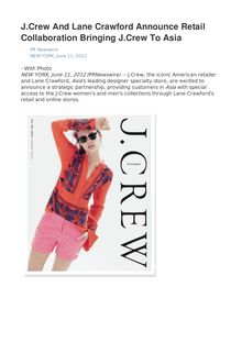 J.Crew And Lane Crawford Announce Retail Collaboration Bringing J.Crew To Asia