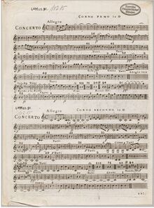 Partition trompette 1, Concerto pour le clavecin ou pianoforte avec accompagnement de plusieurs instruments