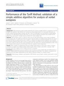 Performance of the Tariff Method: validation of a simple additive algorithm for analysis of verbal autopsies
