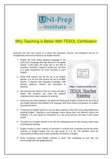 Uni-Prep Offers the Best Online TESOL Certification Course
