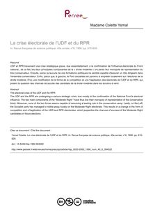 La crise électorale de l UDF et du RPR - article ; n°6 ; vol.40, pg 810-829