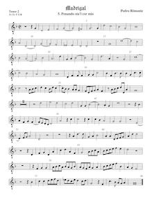 Partition ténor viole de gambe 2, octave aigu clef, madrigaux, Rimonte, Pedro