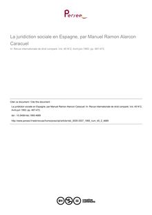 La juridiction sociale en Espagne, par Manuel Ramon Alarcon Caracuel - article ; n°2 ; vol.45, pg 467-472