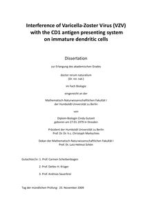 Interference of Varicella-Zoster virus (VZV) with the CD1 antigen presenting system on immature dendritic cells [Elektronische Ressource] / von Cindy Gutzeit